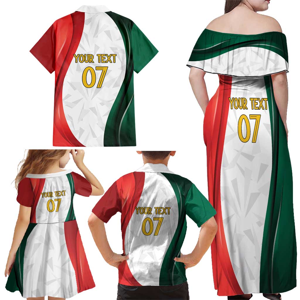 Custom Mexico Football Family Matching Off Shoulder Maxi Dress and Hawaiian Shirt El Tricolor Viva Champions