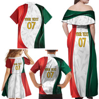 Custom Mexico Football Family Matching Off Shoulder Maxi Dress and Hawaiian Shirt El Tricolor Viva Champions