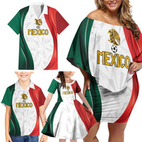 Custom Mexico Football Family Matching Off Shoulder Short Dress and Hawaiian Shirt El Tricolor Viva Champions