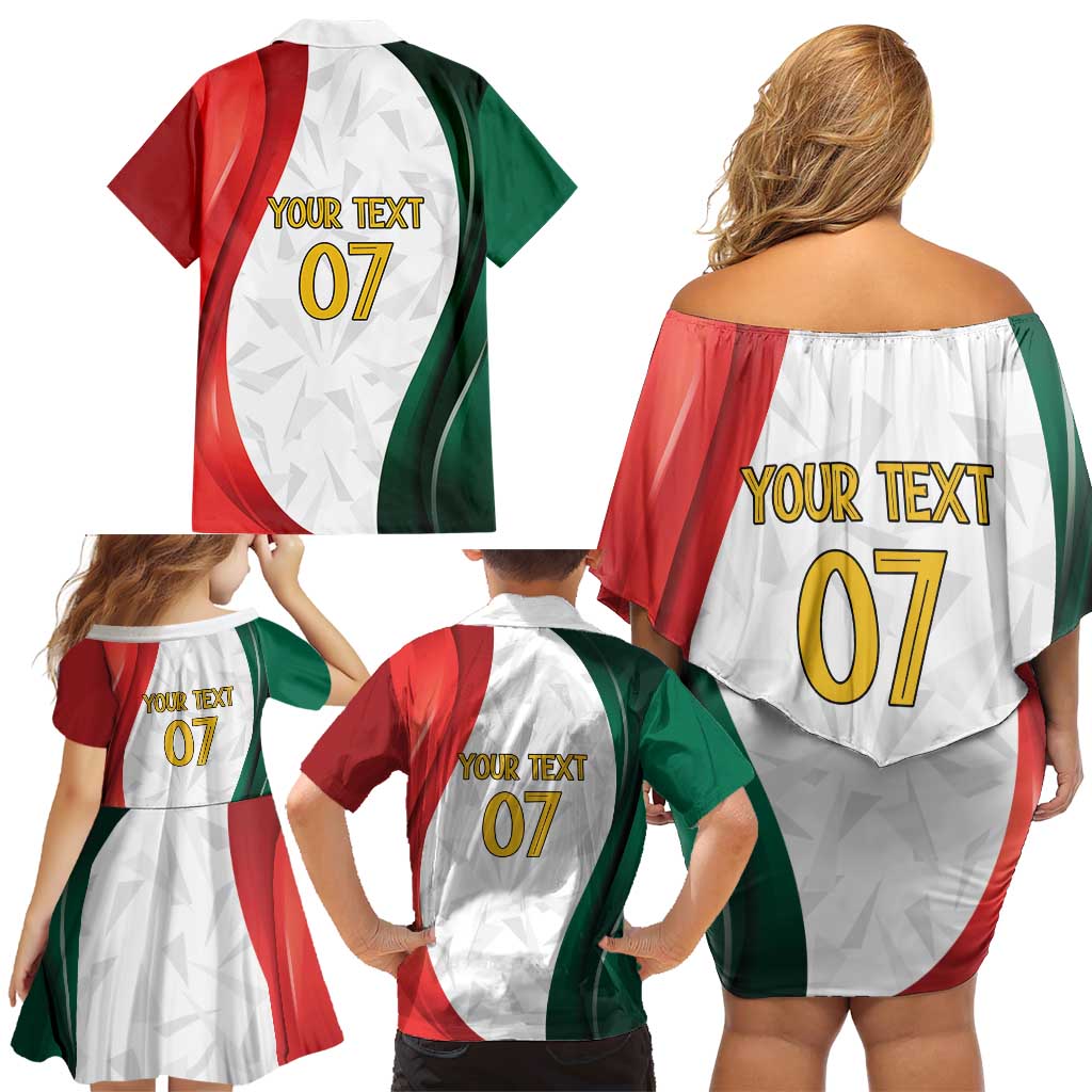 Custom Mexico Football Family Matching Off Shoulder Short Dress and Hawaiian Shirt El Tricolor Viva Champions