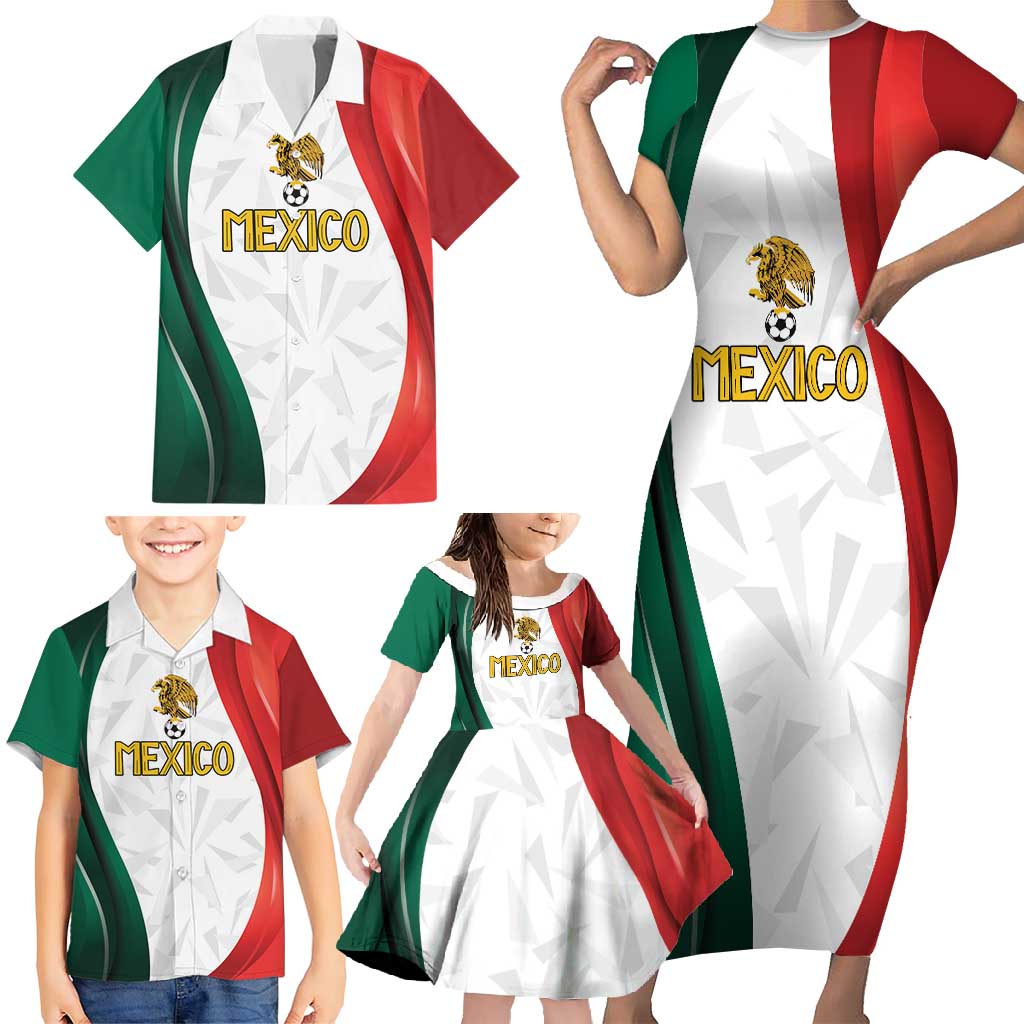 Custom Mexico Football Family Matching Short Sleeve Bodycon Dress and Hawaiian Shirt El Tricolor Viva Champions