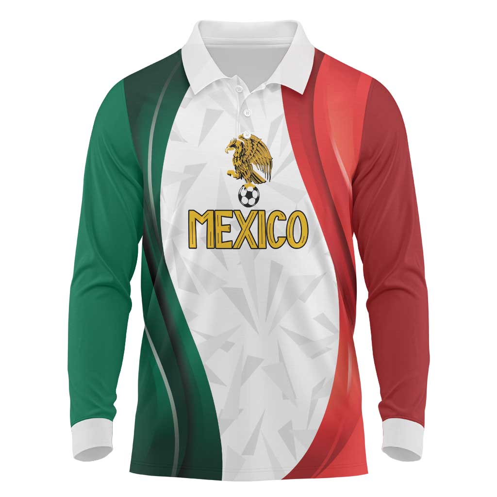 Custom Mexico Football Long Sleeve Polo Shirt El Tricolor Viva Champions