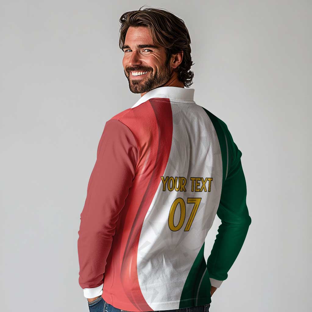 Custom Mexico Football Long Sleeve Polo Shirt El Tricolor Viva Champions