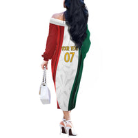 Custom Mexico Football Off The Shoulder Long Sleeve Dress El Tricolor Viva Champions