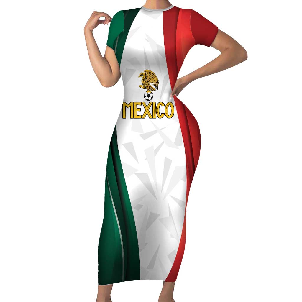 Custom Mexico Football Short Sleeve Bodycon Dress El Tricolor Viva Champions
