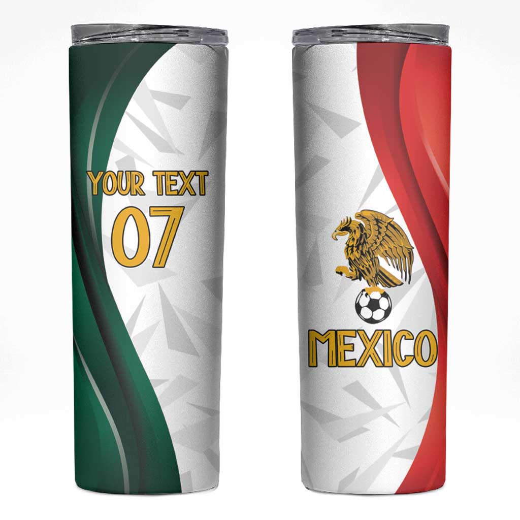 Custom Mexico Football Skinny Tumbler El Tricolor Viva Champions