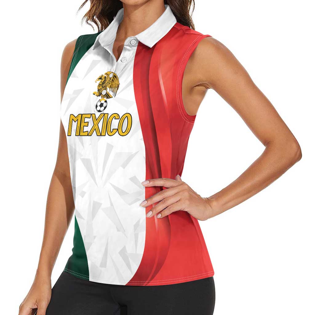 Custom Mexico Football Women Sleeveless Polo Shirt El Tricolor Viva Champions