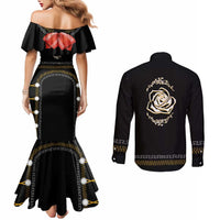 Mexico Mariachi Charro Costume Inpsired Couples Matching Mermaid Dress and Long Sleeve Button Shirt