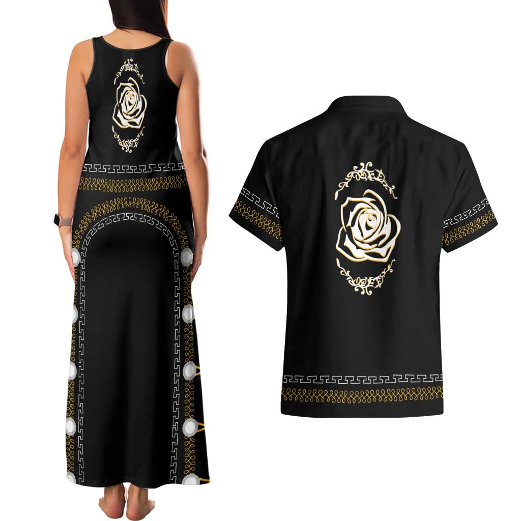 Mexico Mariachi Charro Costume Inpsired Couples Matching Tank Maxi Dress and Hawaiian Shirt