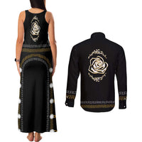 Mexico Mariachi Charro Costume Inpsired Couples Matching Tank Maxi Dress and Long Sleeve Button Shirt