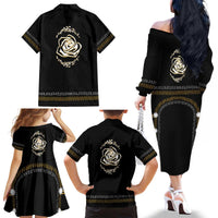 Mexico Mariachi Charro Costume Inpsired Family Matching Off The Shoulder Long Sleeve Dress and Hawaiian Shirt