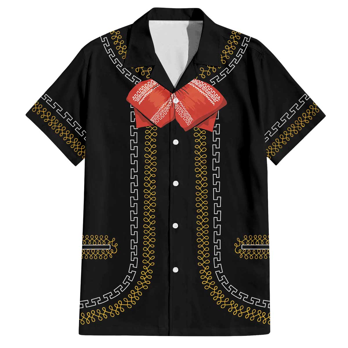 Mexico Mariachi Charro Costume Inpsired Family Matching Off The Shoulder Long Sleeve Dress and Hawaiian Shirt