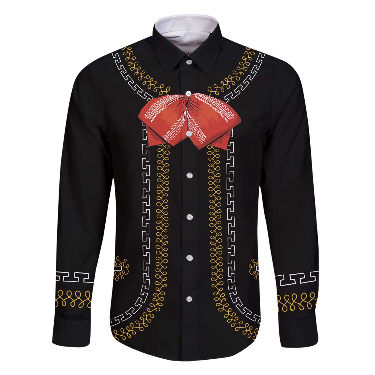Mexico Mariachi Charro Costume Inpsired Family Matching Off The Shoulder Long Sleeve Dress and Hawaiian Shirt