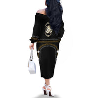 Mexico Mariachi Charro Costume Inpsired Family Matching Off The Shoulder Long Sleeve Dress and Hawaiian Shirt