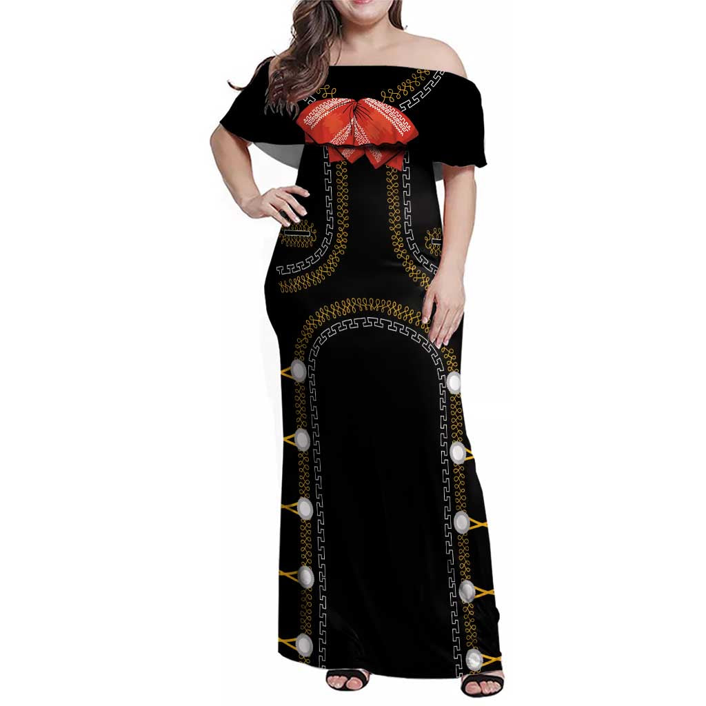 Mexico Mariachi Charro Costume Inpsired Family Matching Off Shoulder Maxi Dress and Hawaiian Shirt