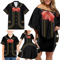 Mexico Mariachi Charro Costume Inpsired Family Matching Off Shoulder Short Dress and Hawaiian Shirt