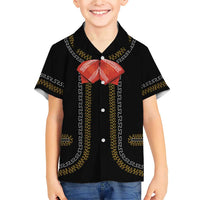 Mexico Mariachi Charro Costume Inpsired Family Matching Short Sleeve Bodycon Dress and Hawaiian Shirt
