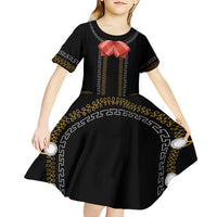 Mexico Mariachi Charro Costume Inpsired Kid Short Sleeve Dress