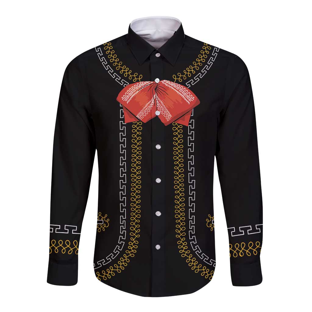 Mexico Mariachi Charro Costume Inpsired Long Sleeve Button Shirt