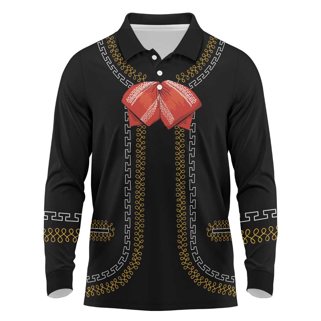 Mexico Mariachi Charro Costume Inpsired Long Sleeve Polo Shirt