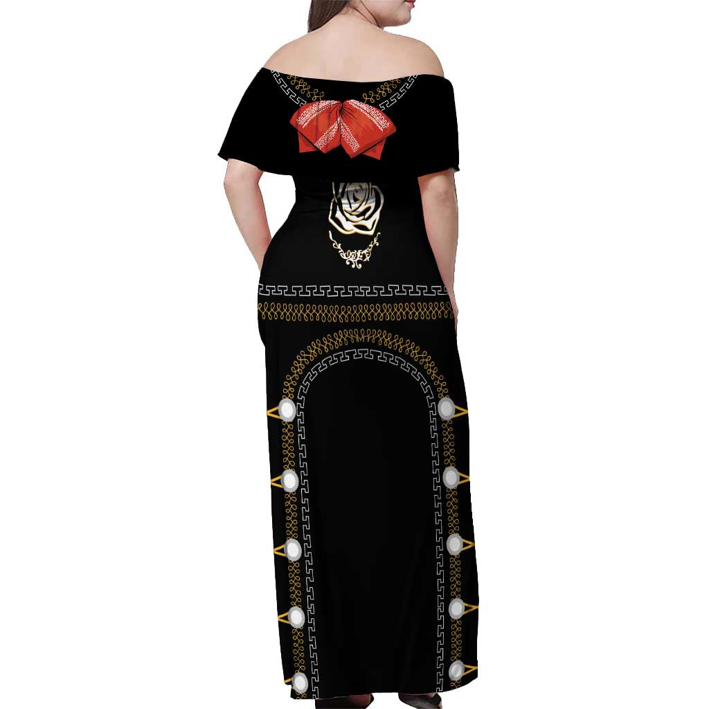 Mexico Mariachi Charro Costume Inpsired Off Shoulder Maxi Dress