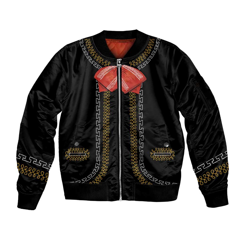 Mexico Mariachi Charro Costume Inpsired Sleeve Zip Bomber Jacket
