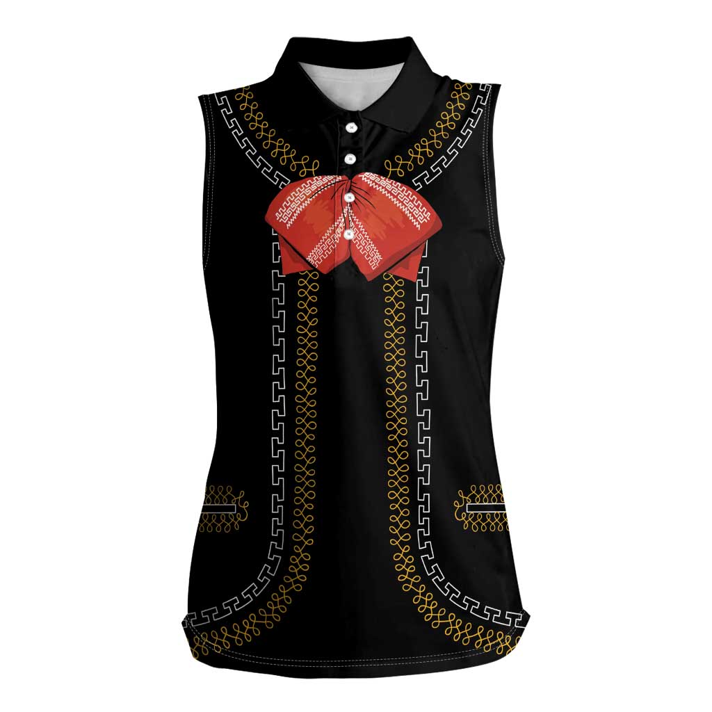 Mexico Mariachi Charro Costume Inpsired Women Sleeveless Polo Shirt