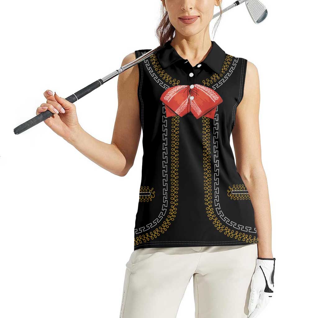 Mexico Mariachi Charro Costume Inpsired Women Sleeveless Polo Shirt