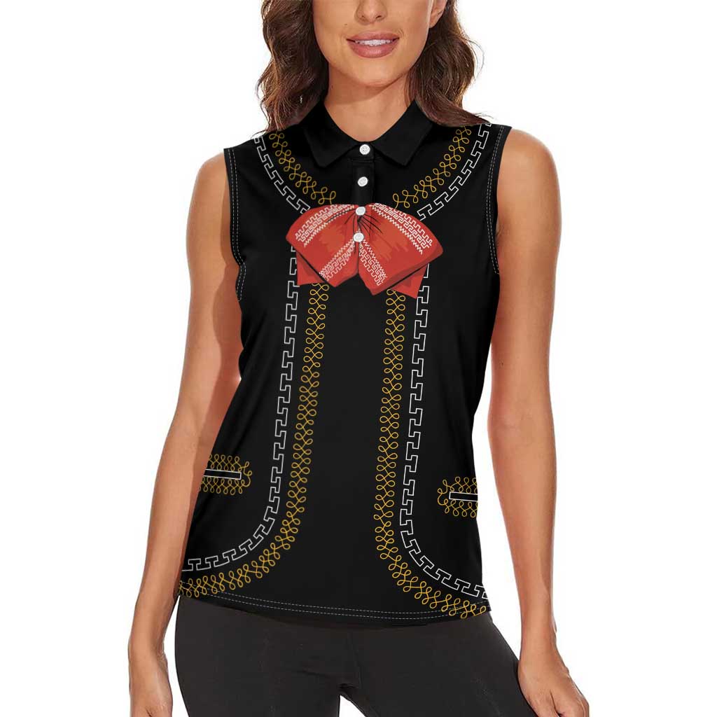 Mexico Mariachi Charro Costume Inpsired Women Sleeveless Polo Shirt
