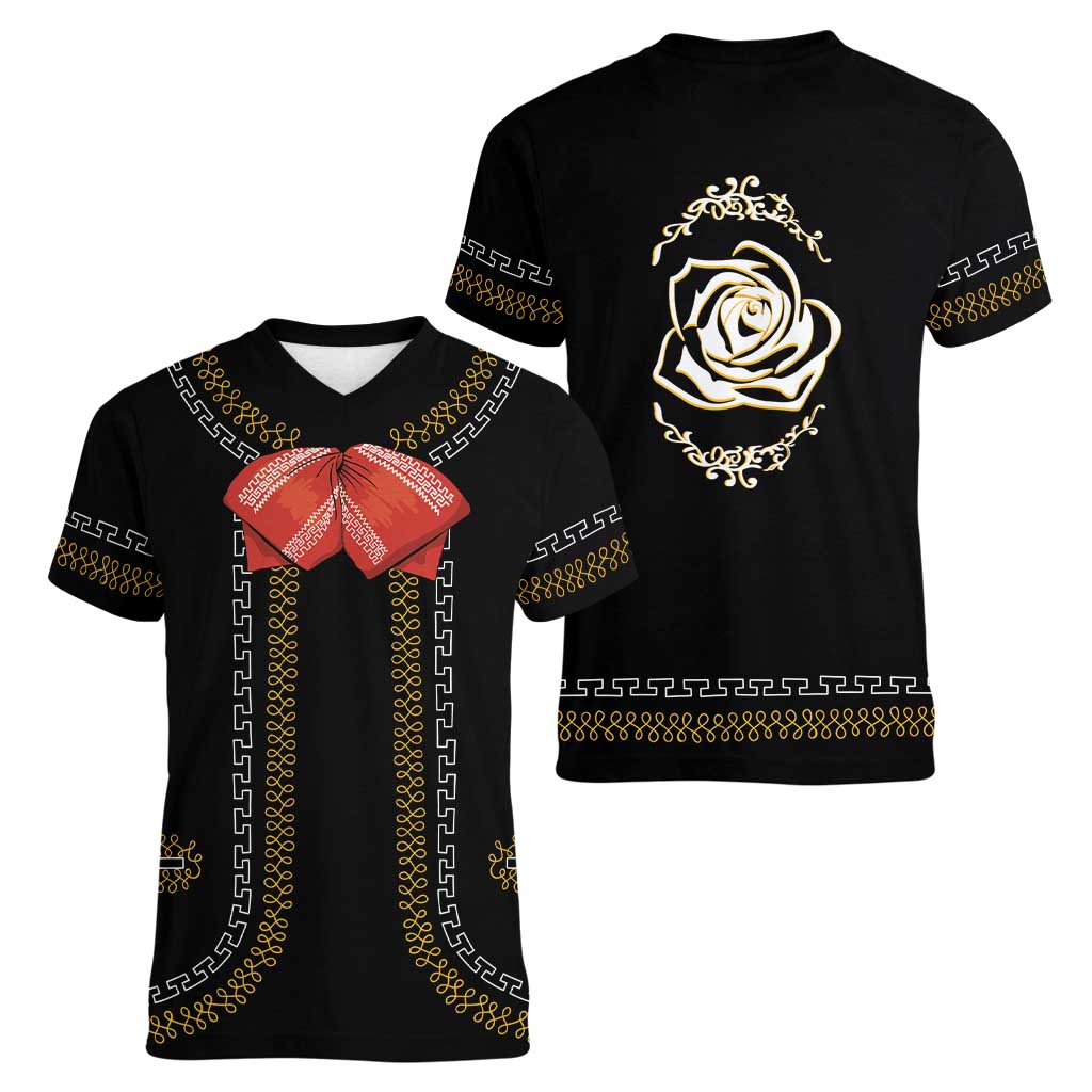 Mexico Mariachi Charro Costume Inpsired Women V-Neck T-Shirt