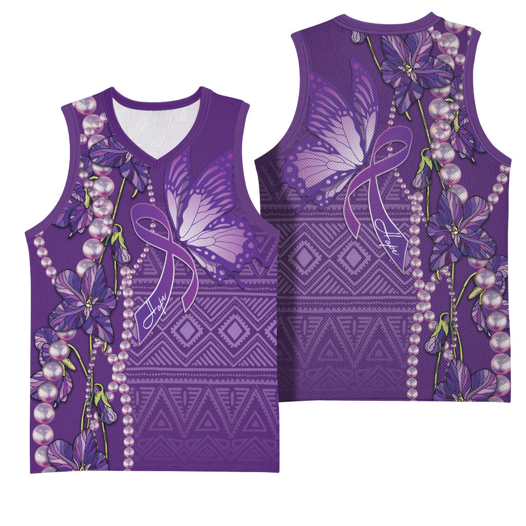 Lupus Awareness Purple Ribbon Butterfly Basketball Jersey Hope