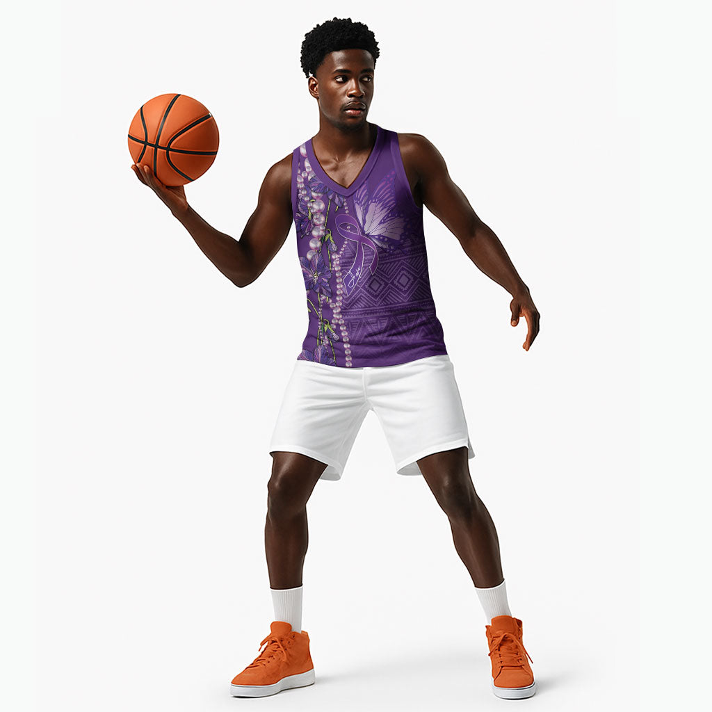Lupus Awareness Purple Ribbon Butterfly Basketball Jersey Hope