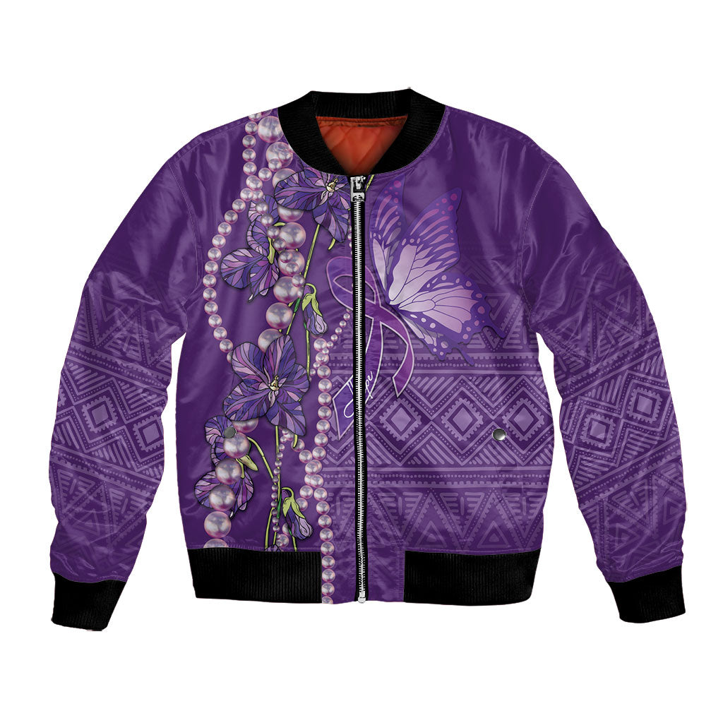 Lupus Awareness Purple Ribbon Butterfly Bomber Jacket Hope