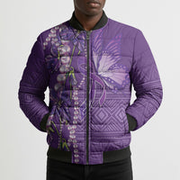 Lupus Awareness Purple Ribbon Butterfly Bomber Puffer Jacket Hope