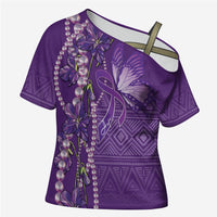 Lupus Awareness Purple Ribbon Butterfly Cross Shoulder Shirt Hope