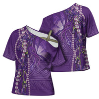 Lupus Awareness Purple Ribbon Butterfly Cross Shoulder Shirt Hope