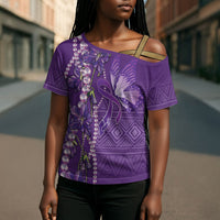Lupus Awareness Purple Ribbon Butterfly Cross Shoulder Shirt Hope