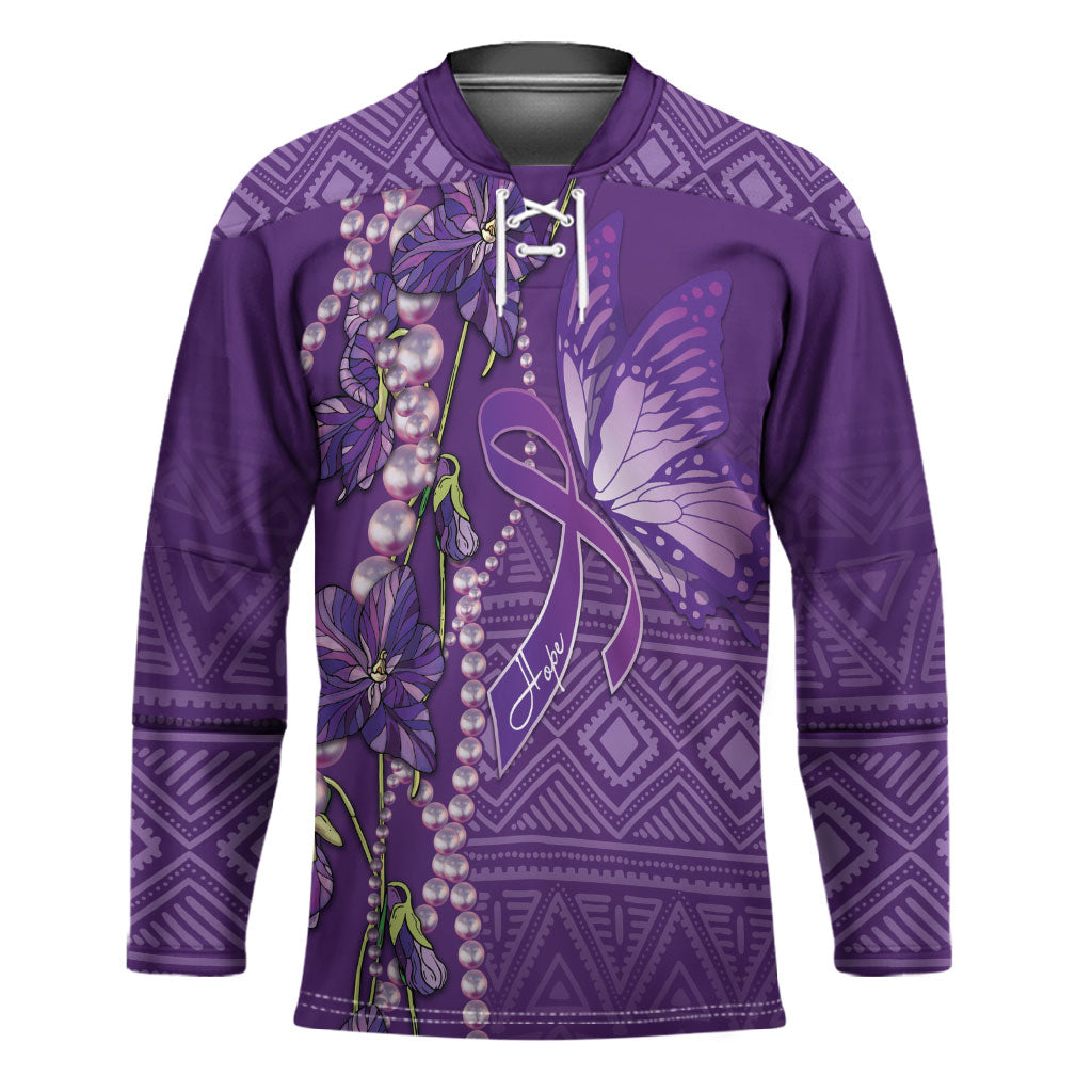Lupus Awareness Purple Ribbon Butterfly Hockey Jersey Hope