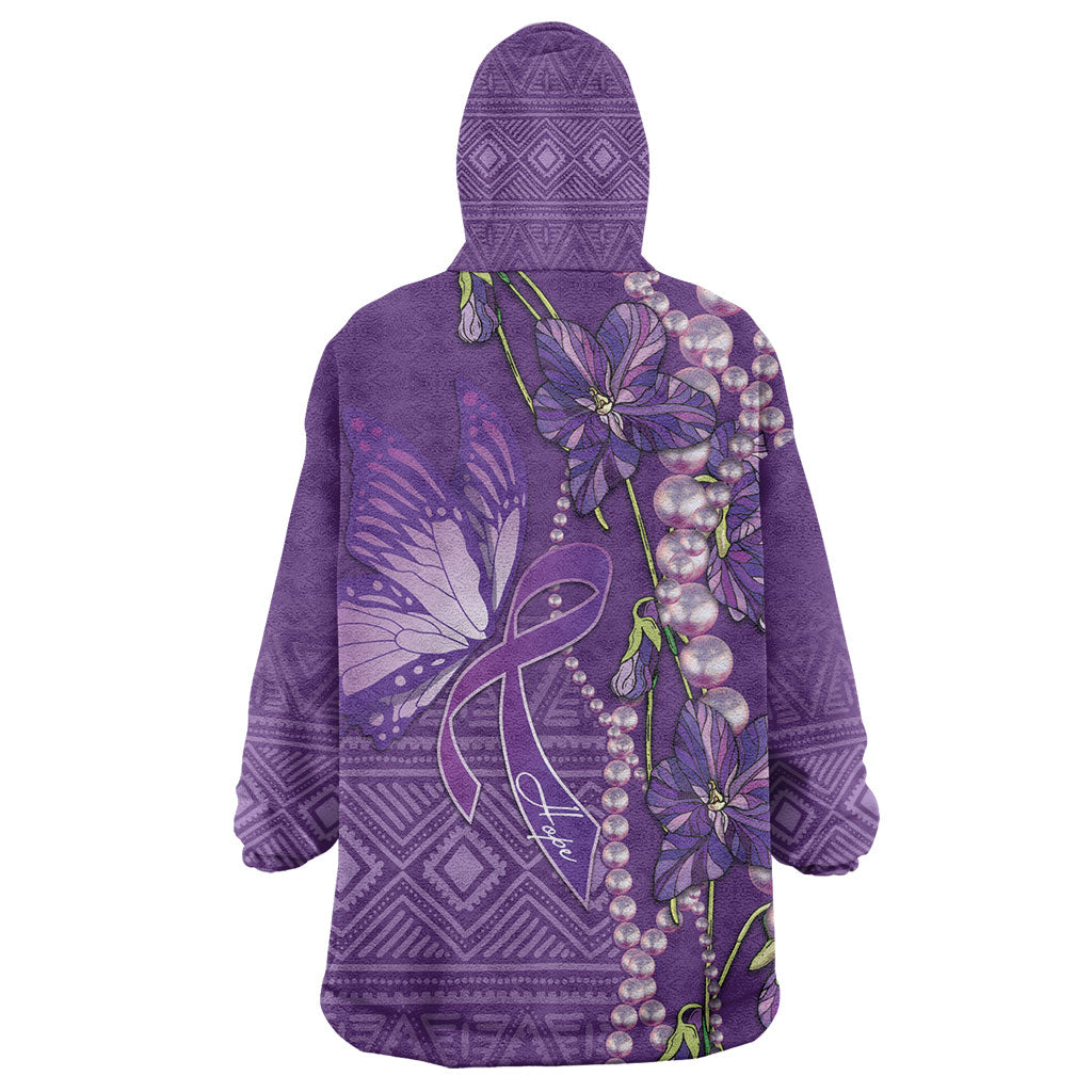 Lupus Awareness Purple Ribbon Butterfly Kid Wearable Blanket Hoodie Hope