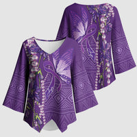 Lupus Awareness Purple Ribbon Butterfly Kimono Sleeve Blouse Hope
