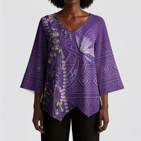 Lupus Awareness Purple Ribbon Butterfly Kimono Sleeve Blouse Hope