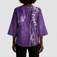 Lupus Awareness Purple Ribbon Butterfly Kimono Sleeve Blouse Hope