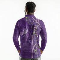 Lupus Awareness Purple Ribbon Butterfly Long Sleeve Polo Shirt Hope