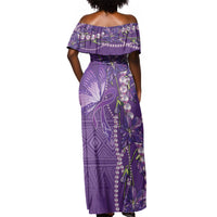 Lupus Awareness Purple Ribbon Butterfly Off Shoulder Maxi Dress Hope