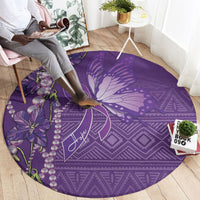 Lupus Awareness Purple Ribbon Butterfly Round Carpet Hope