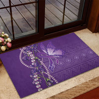 Lupus Awareness Purple Ribbon Butterfly Rubber Doormat Hope