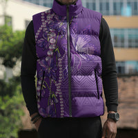 Lupus Awareness Purple Ribbon Butterfly Sleeveless Puffer Jacket Hope