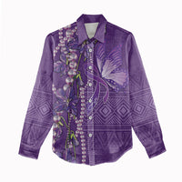 Lupus Awareness Purple Ribbon Butterfly Women Casual Shirt Hope