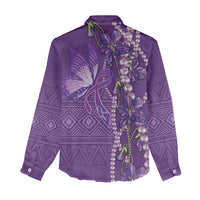 Lupus Awareness Purple Ribbon Butterfly Women Casual Shirt Hope