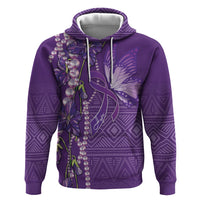 Lupus Awareness Purple Ribbon Butterfly Zip Hoodie Hope